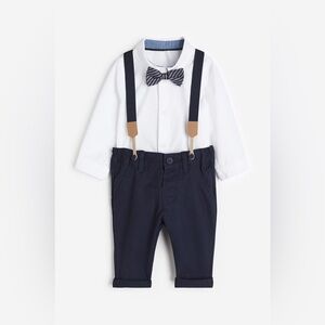 H&M Toddler 4-Piece Dressy Set with Adjustable Suspenders and Bow Tie